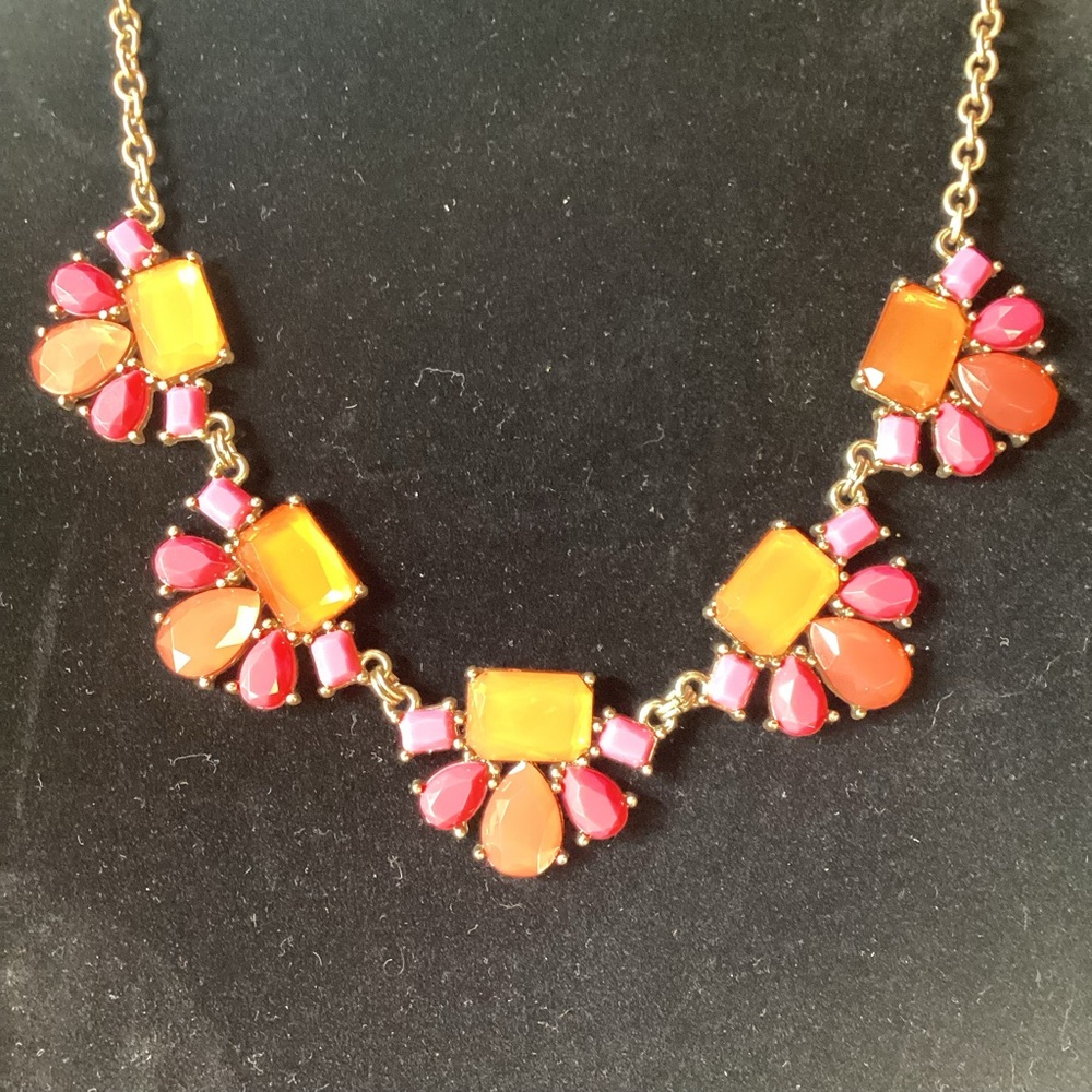 Premier Designs Garden Party Necklace with orange and pink gems